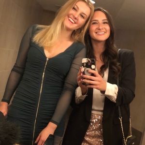 front zip green Guess party dress.